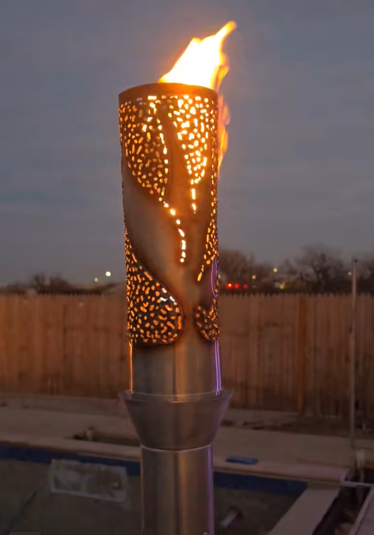 Automatic Custom Tiki Torch installed by Lone Star Luxury pools in Amarillo