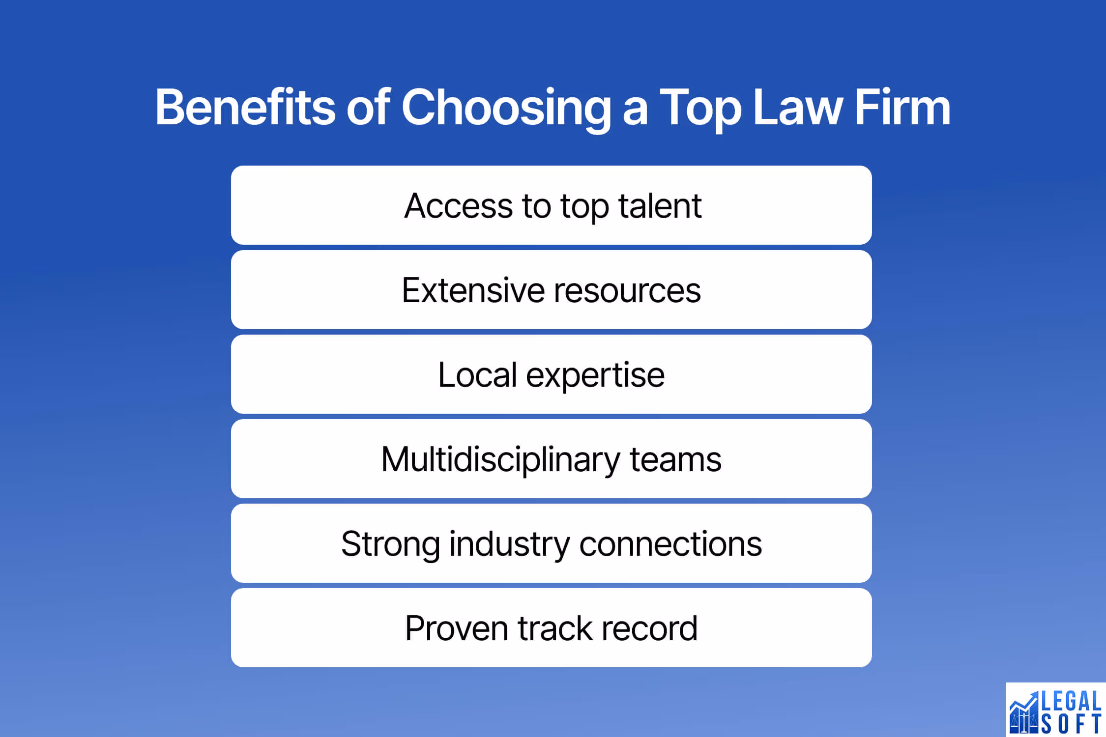 List of benefits for choosing a top law firm for legal services