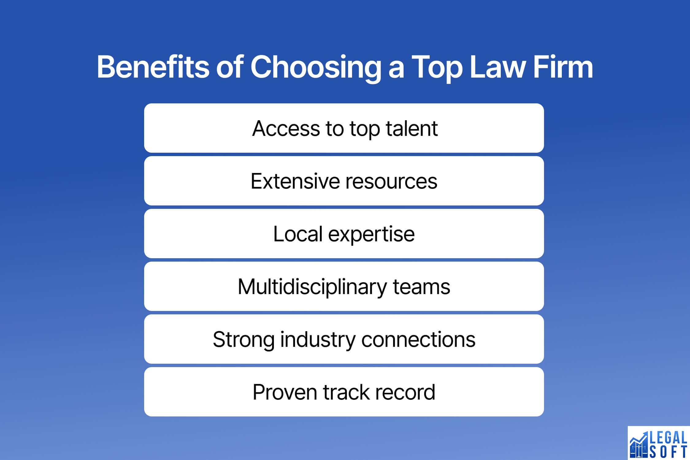 List of benefits for choosing a top law firm for legal services