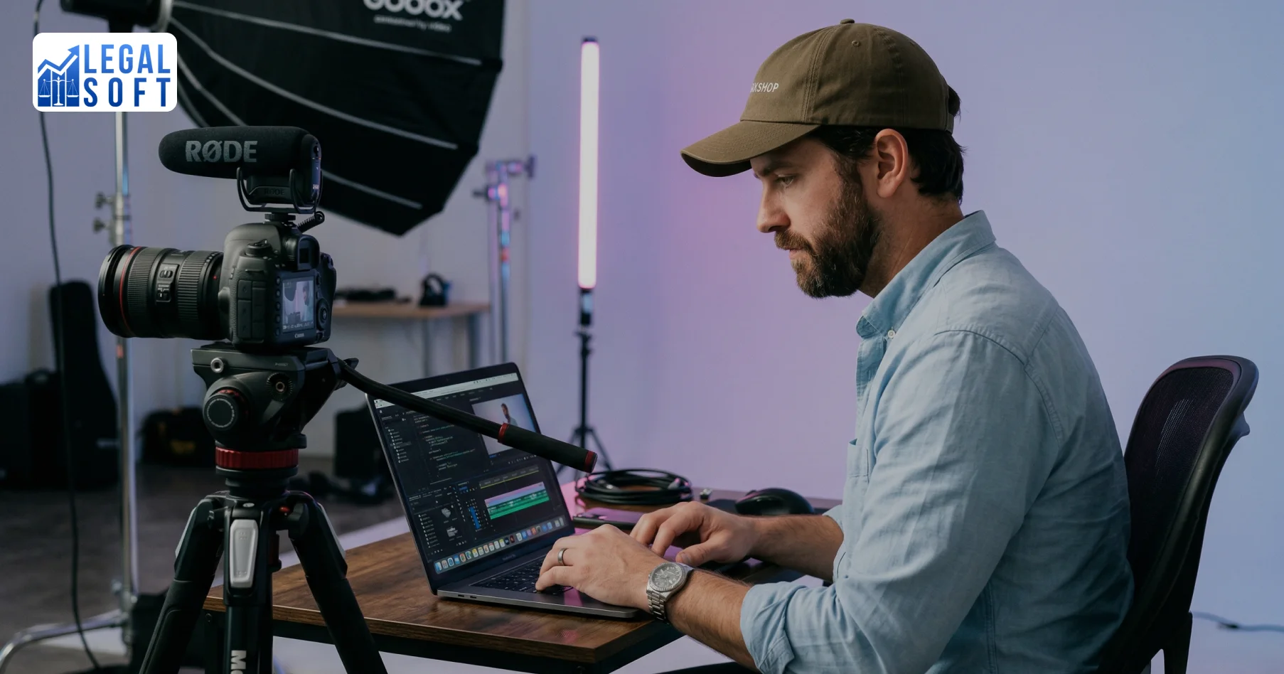 lawyer doing video editing