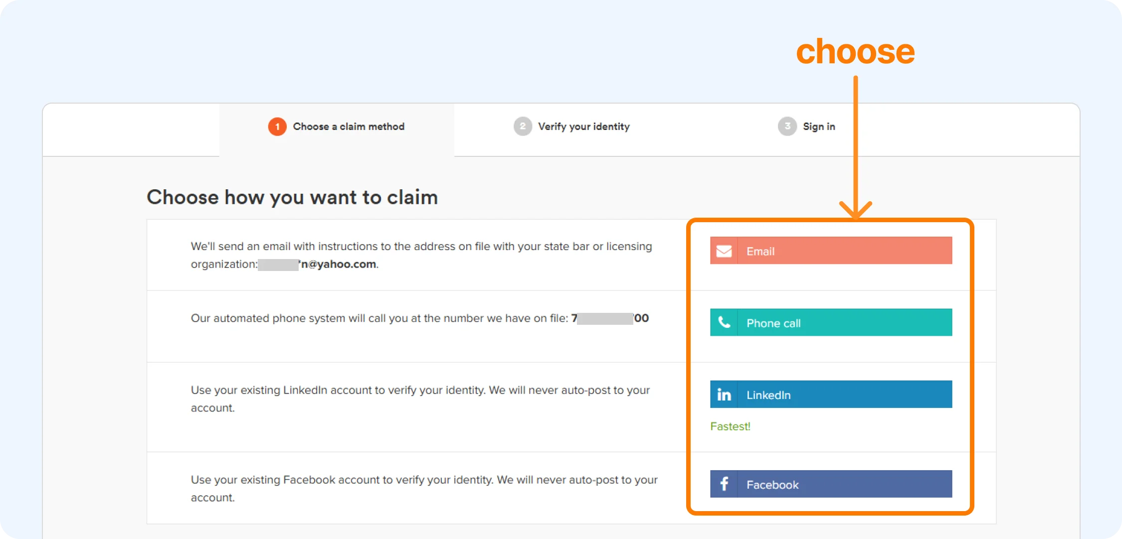 attorney profile claiming method in avvo