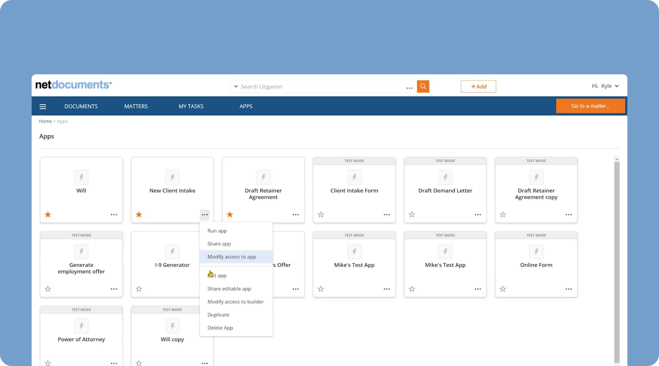 NetDocuments Document Automation Software Interface