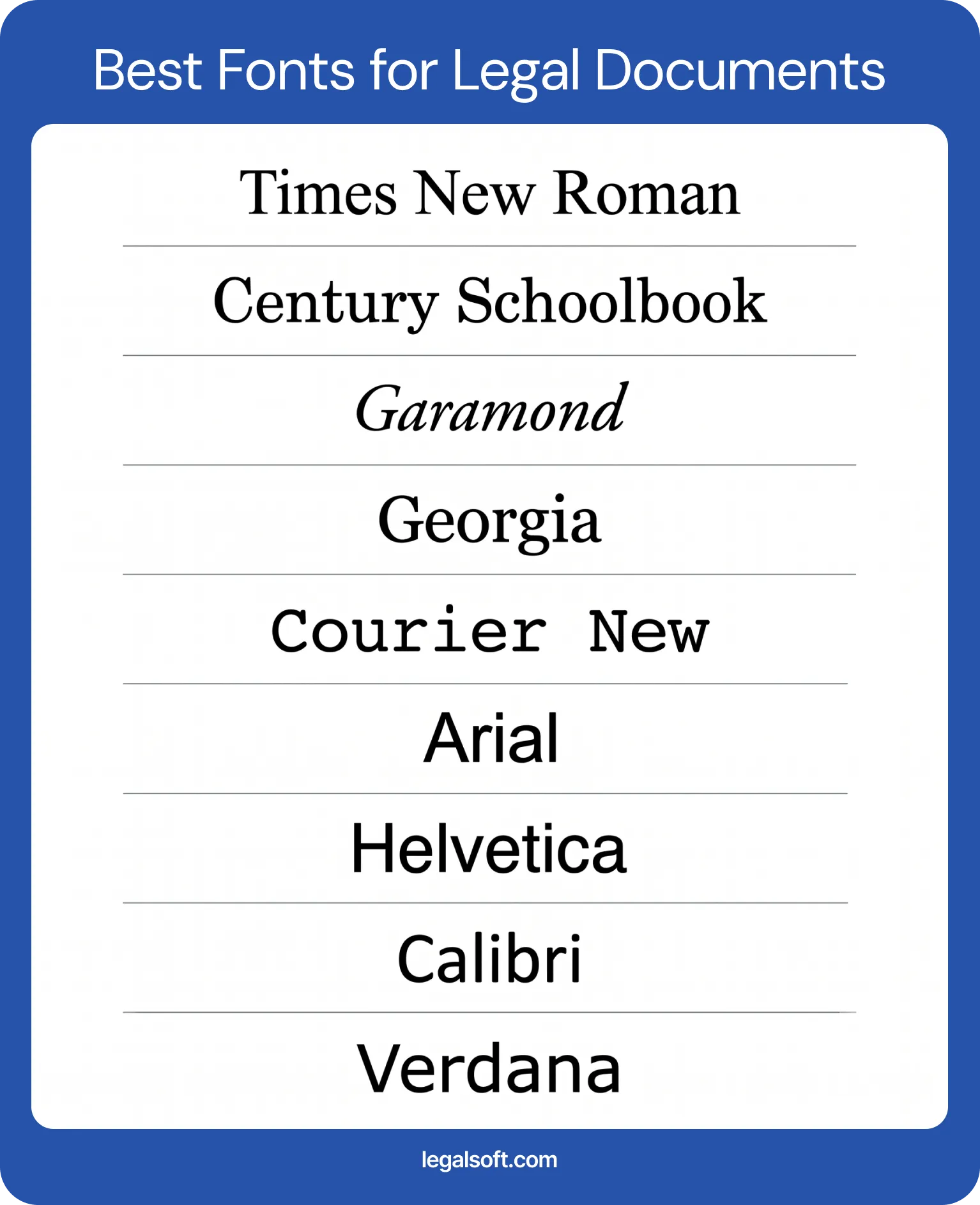 list of best legal fonts for legal documents