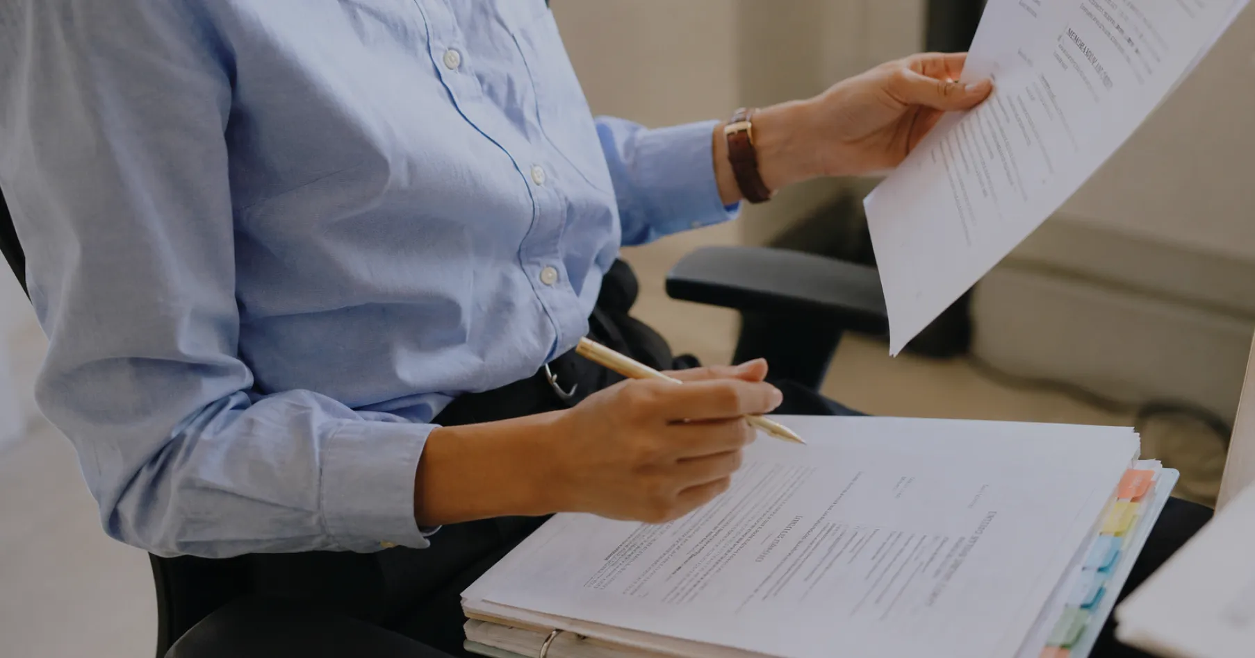 legal professional reading legal documents