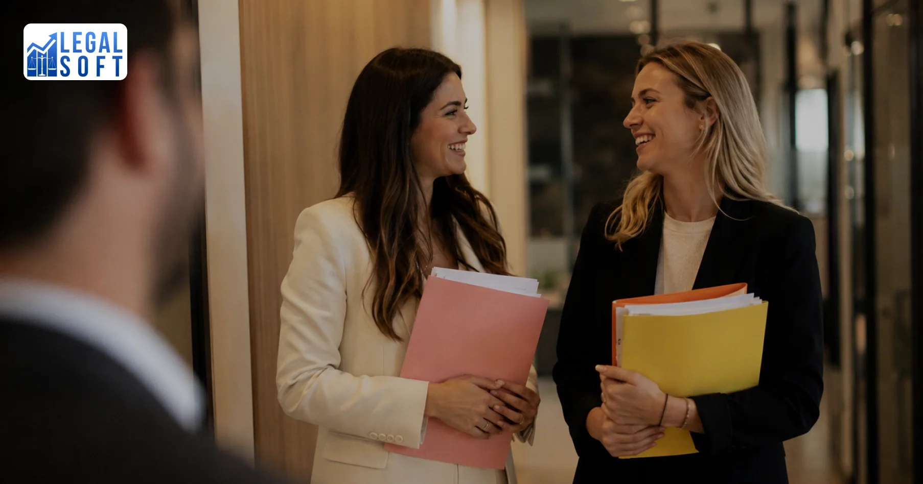 legal staff talking in law firm