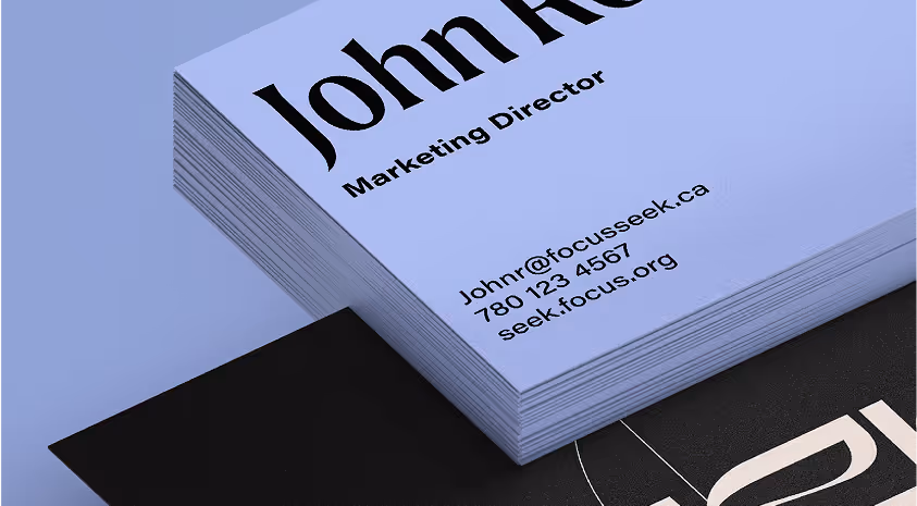 A closeup image of seek business cards.
