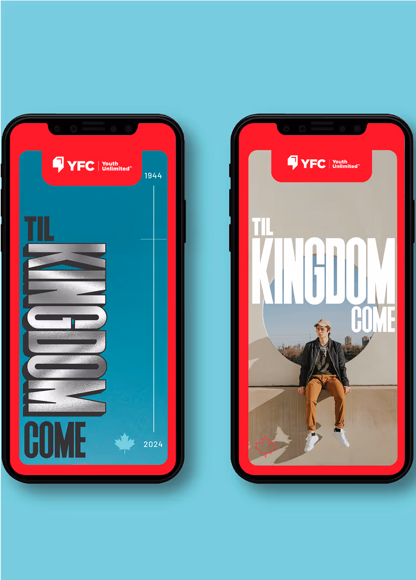 A mockup image of two iPhones side by side showcasing branded graphics.