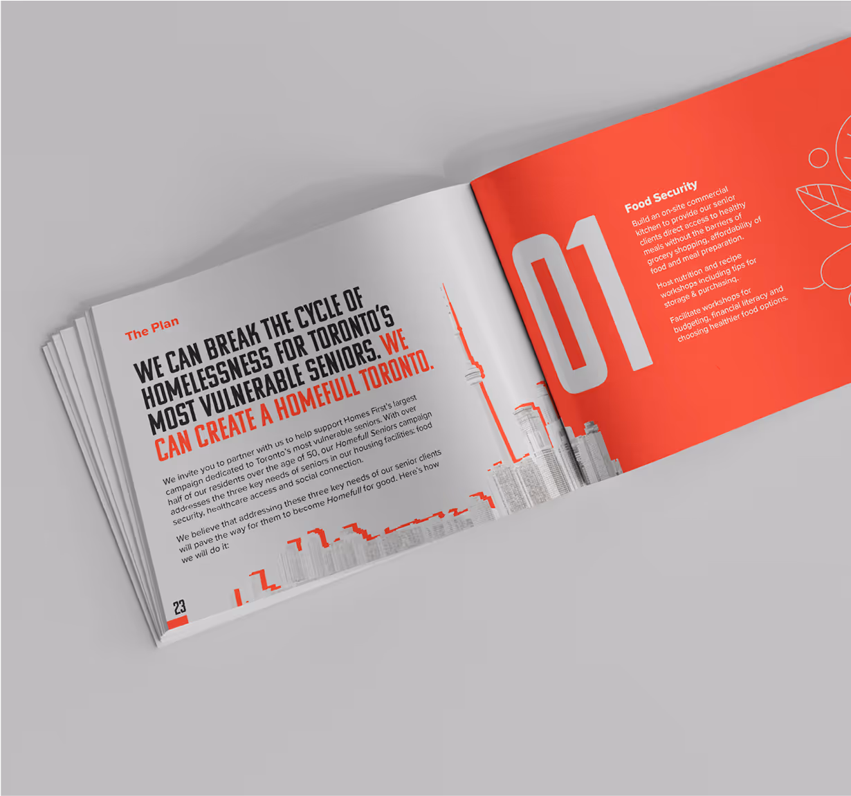 A flat lay image of the inner pages of the homes first pamphlet.
