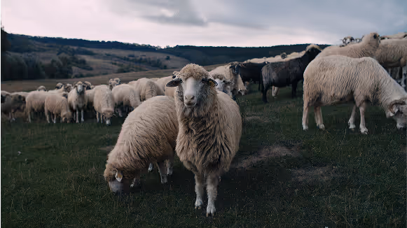 An image of a herd of sheep in a pasture in romania.