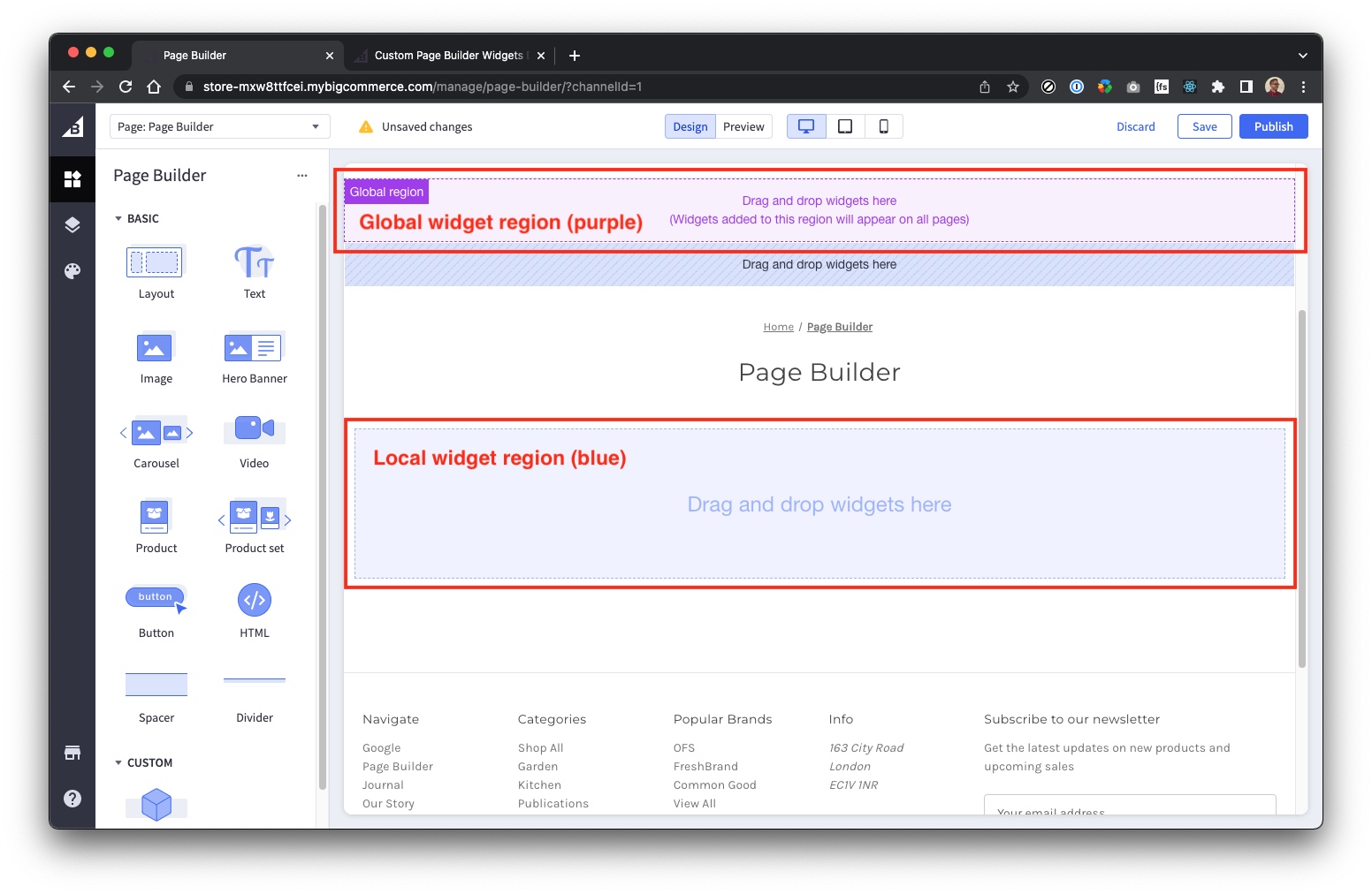 Widget Regions