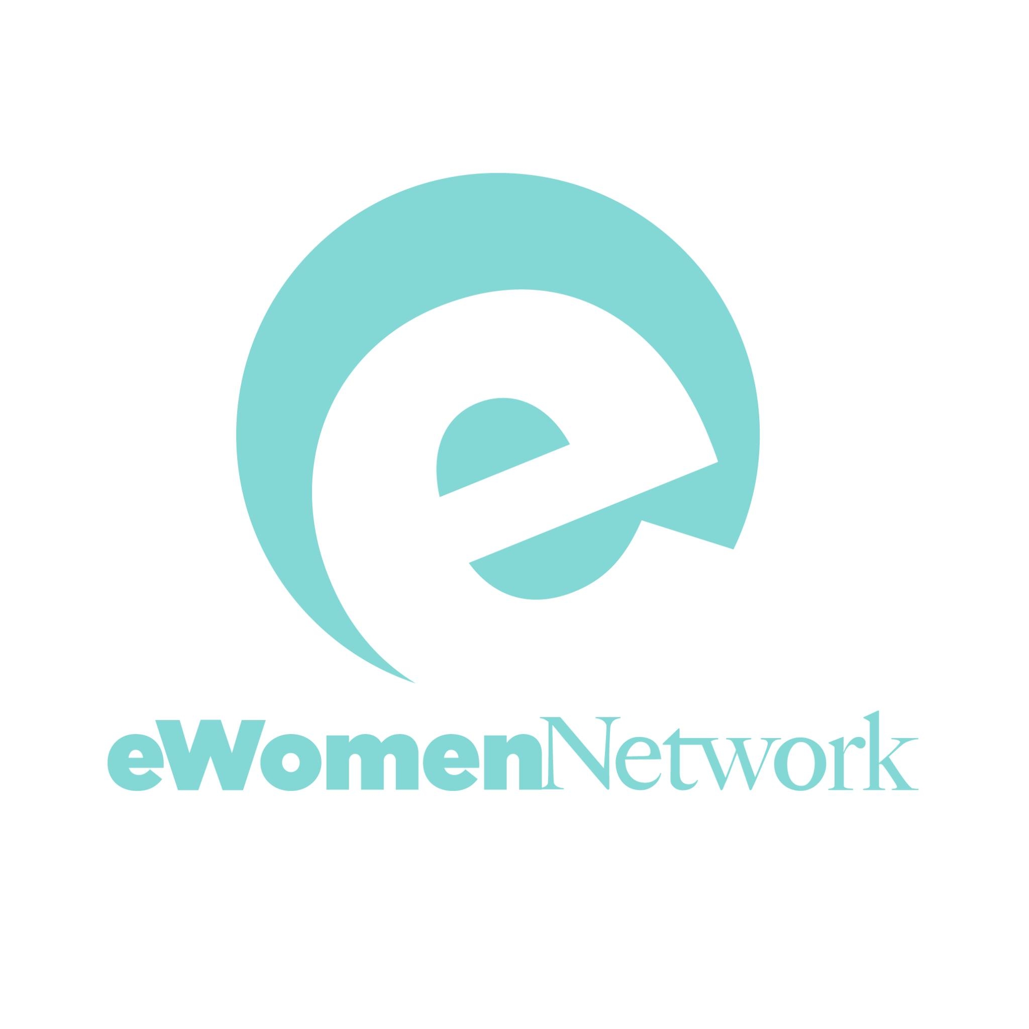 eWomen Network logo in teal with stylized letter e