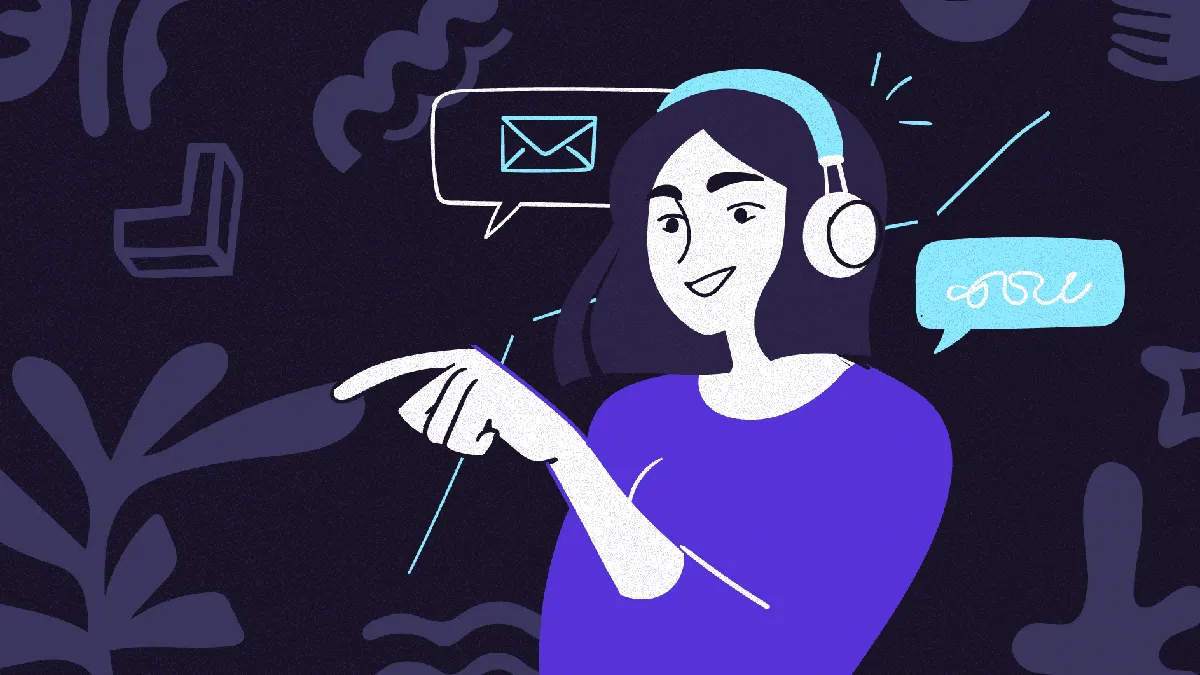 Illustration of a woman communicating online, representing support for an employee with OCD