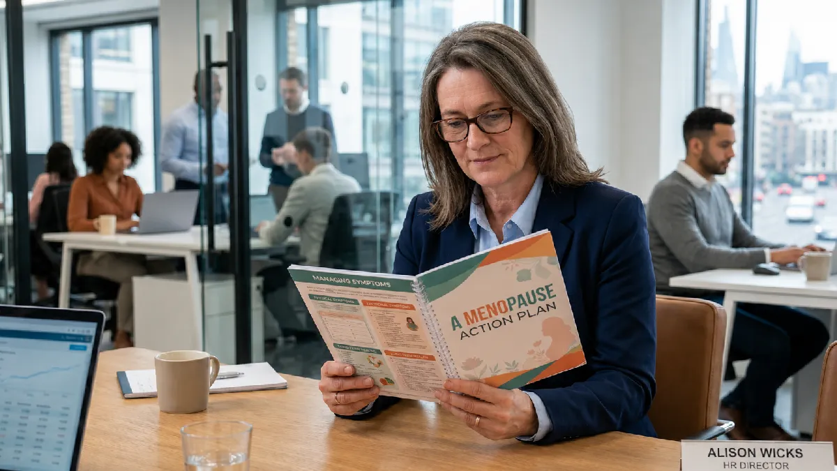 HR director reviewing a menopause action plan designed to help employers support staff