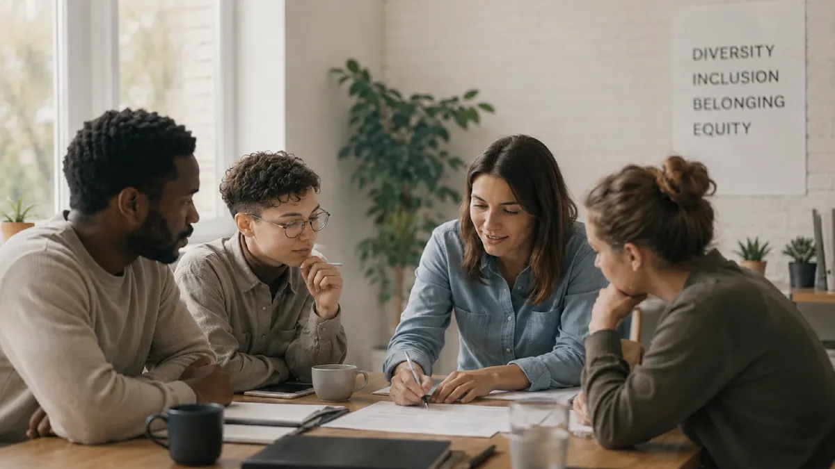 Diverse team discussing workplace adjustments to support neurodivergent employees