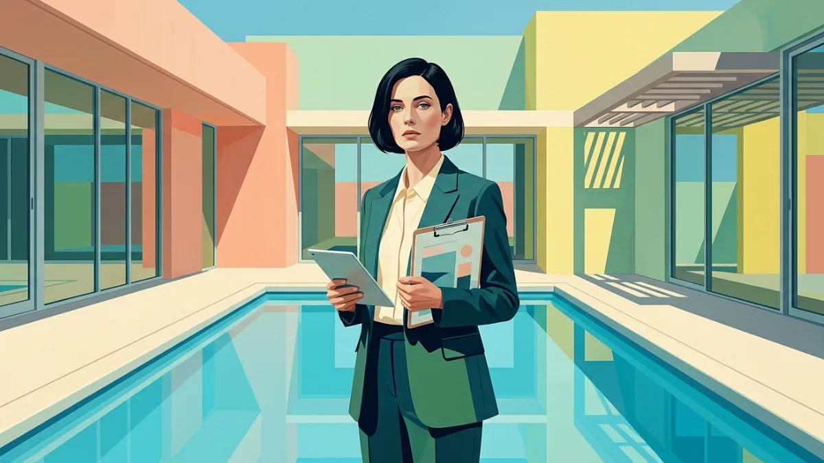 Illustration of an HR professional evaluating employee wellbeing solutions, reviews and ratings in the UK