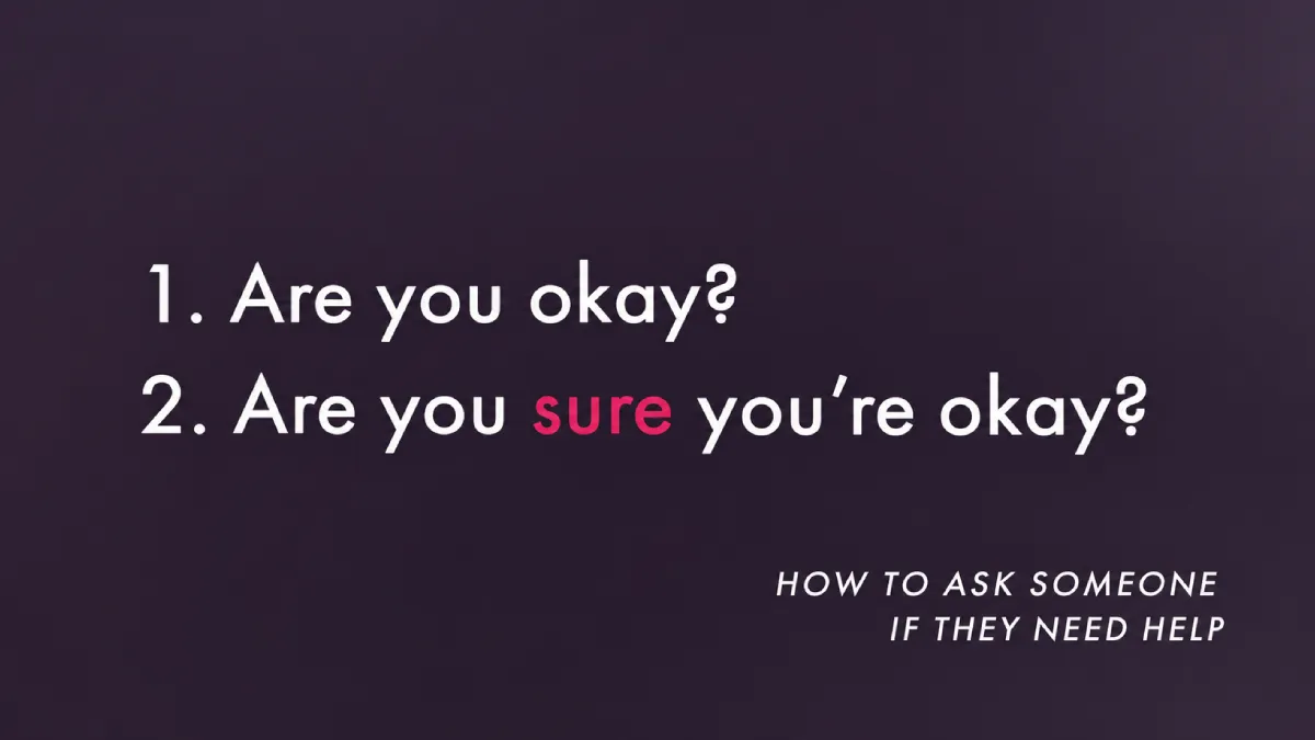 Graphic advising how to ask if someone is okay during a mental health discussion in a staff appraisal or one-to-one