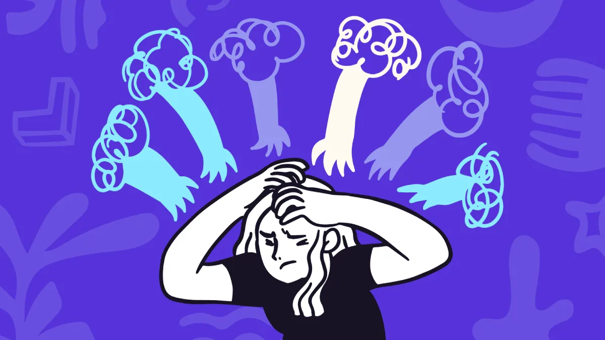 Illustration of an overwhelmed employee masking the effects of high-functioning depression at work