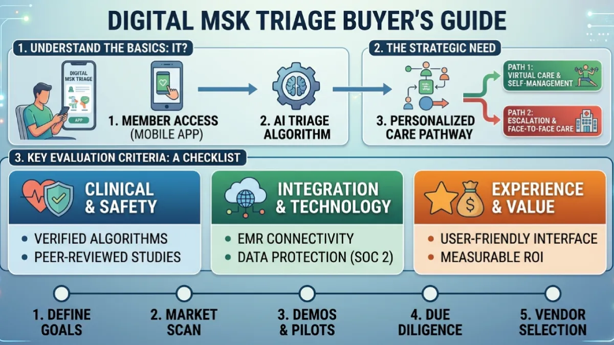 Digital MSK triage buyer’s guide for occupational health teams and insurers, with key evaluation criteria