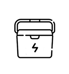 Icon representing a portable power product, featuring a box design with a lightning bolt symbol.