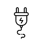 Electric plug icon with a lightning bolt inside, depicting connectivity or power supply.
