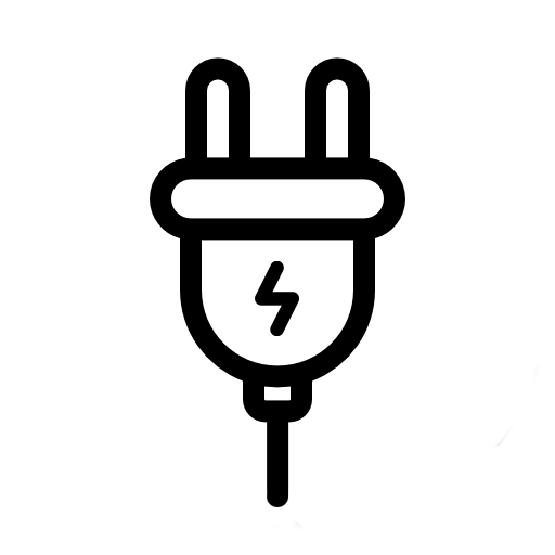 Electric plug with two prongs and a cord, representing a plug-and-play concept.