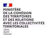 Logo du Ministère de la Cohésion des Territoires et des Relations avec les Collectivités Territoriales avec le drapeau français et la devise Liberté, Égalité, Fraternité.