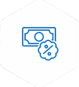 Icône d'un billet de banque avec un symbole de pourcentage en avant.