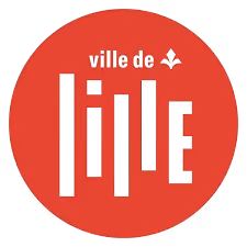 Logo de la ville de Lille avec un cercle rouge et le texte 'ville de lille' en noir stylisé.
