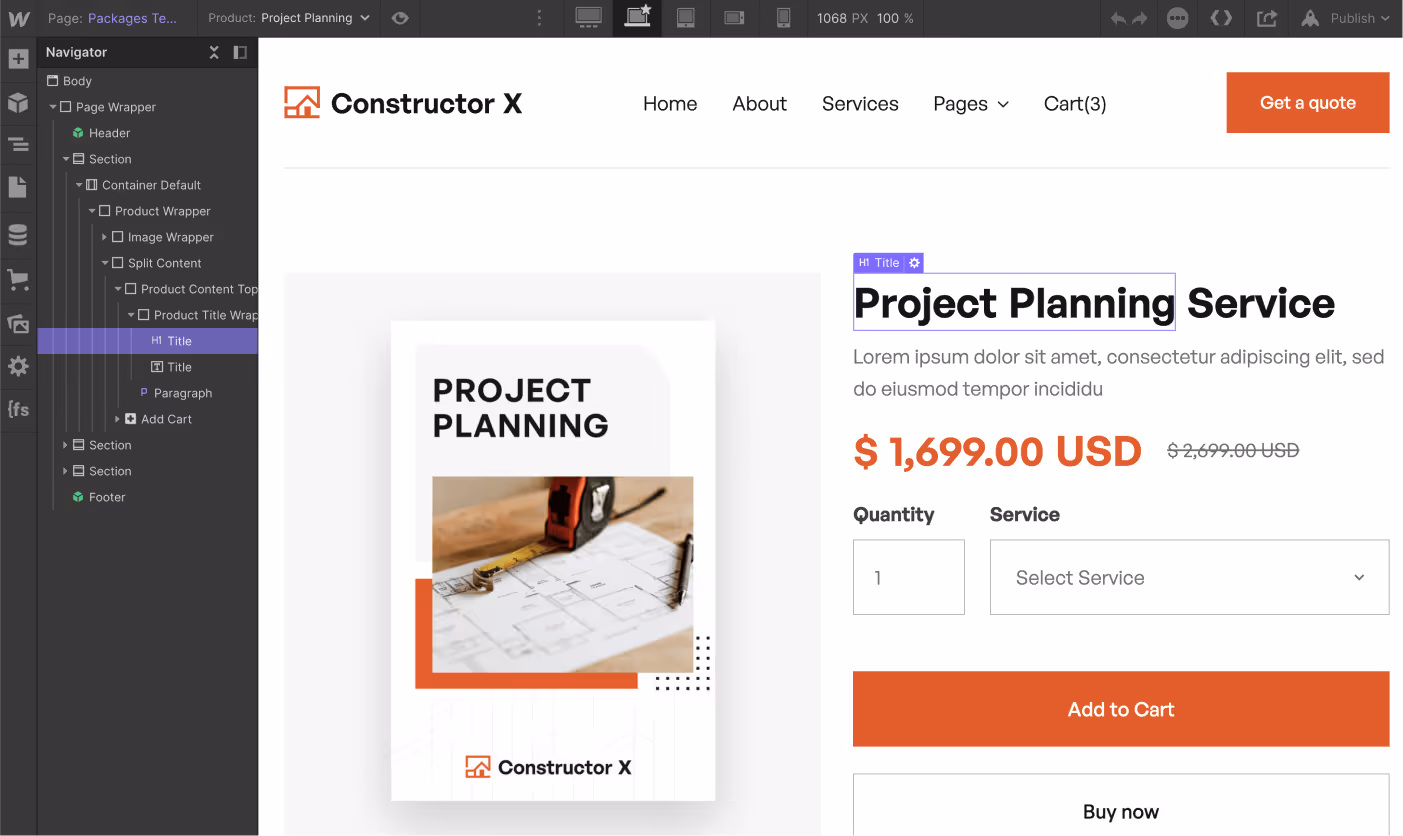 eCommerce Page - Constructor X Webflow Template