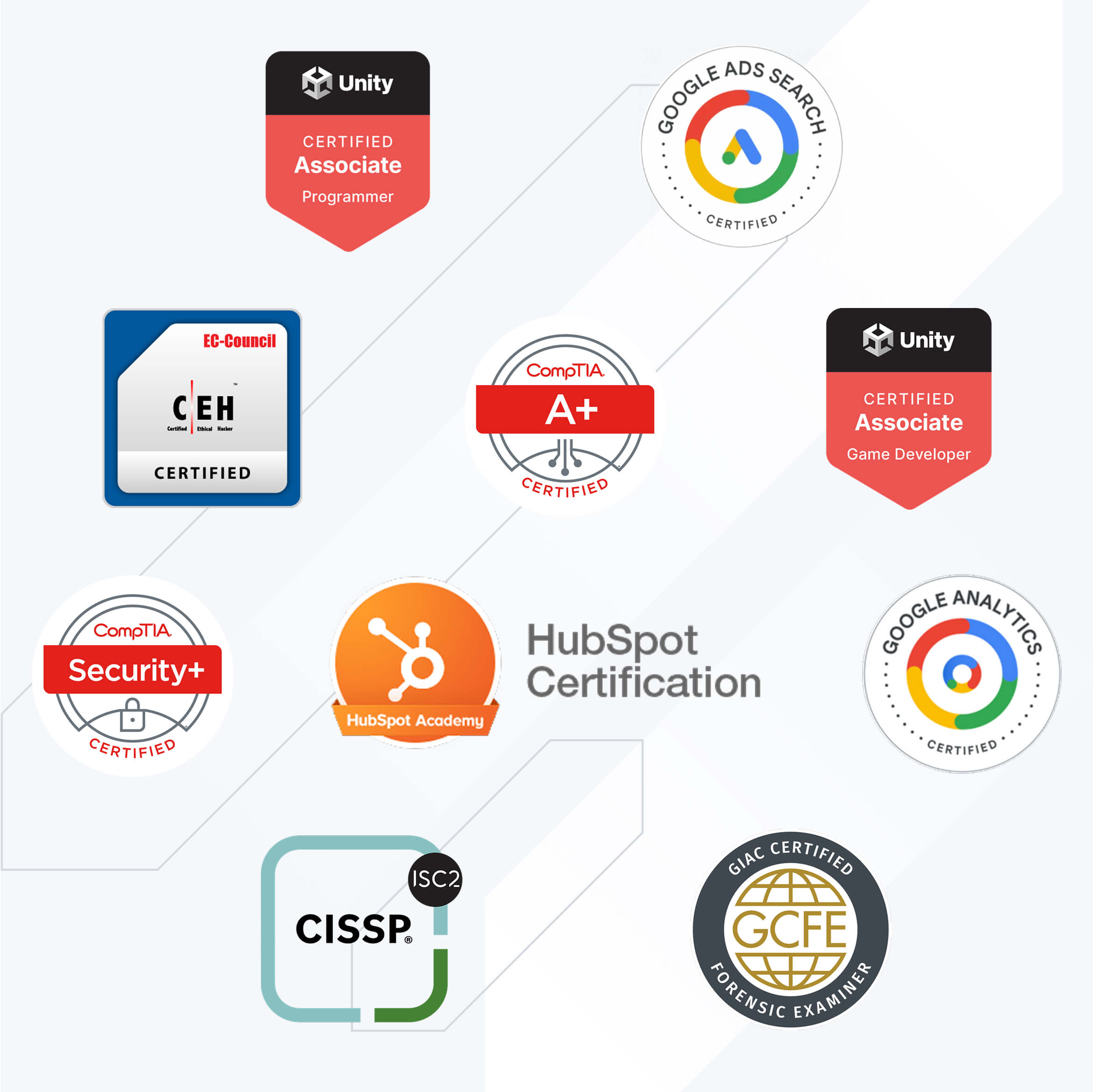A collection of certification badges that Rize Education has earned.