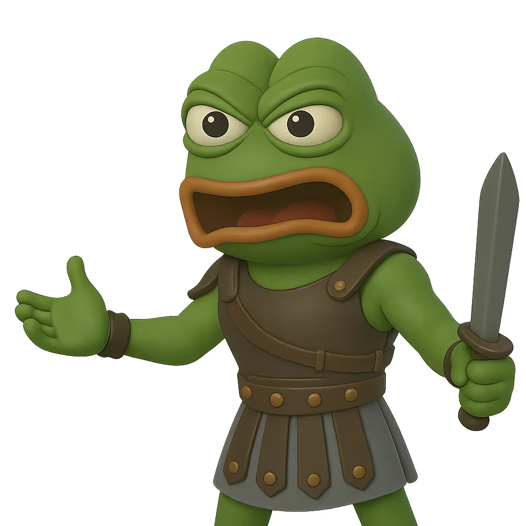 Pepe as a gladiator, ready to larp!