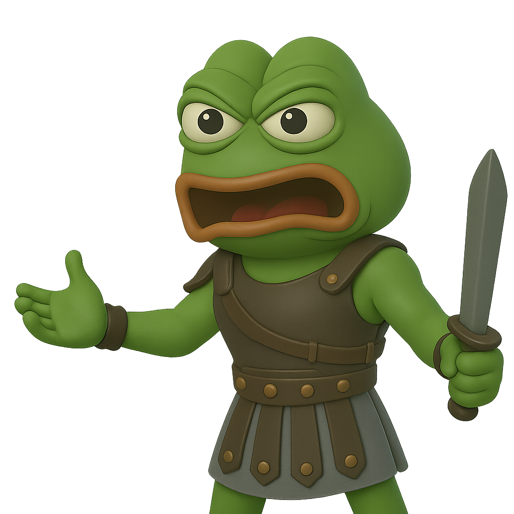 Pepe as a gladiator, ready to larp!