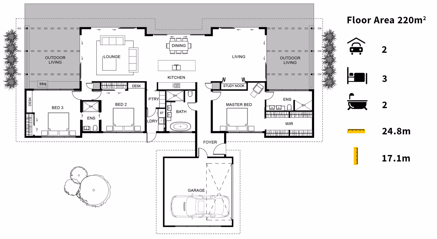 Floor plan schematic of a house layout, detailing rooms, furniture placement, and dimensions in meters.