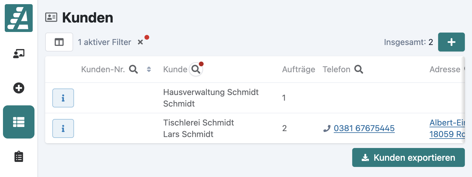 CSV-Export für Kundenliste.