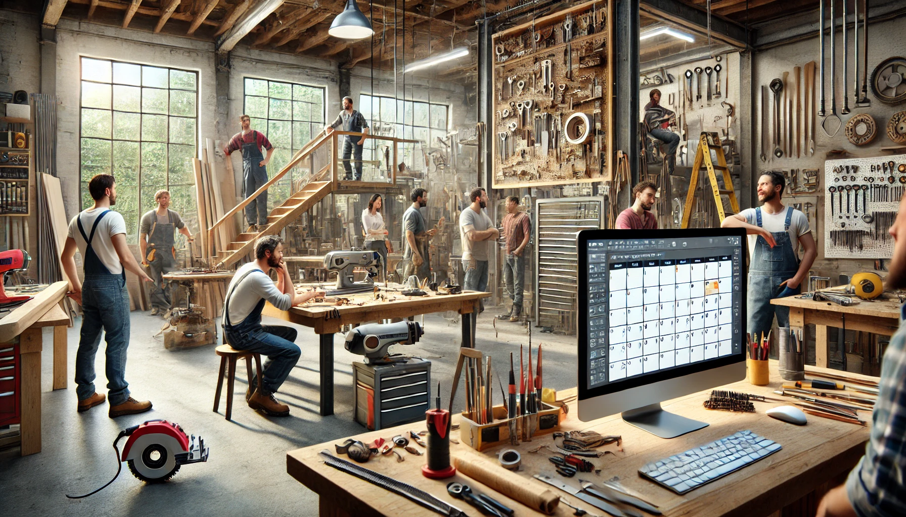 Werkstattmitarbeiter bei der Arbeit