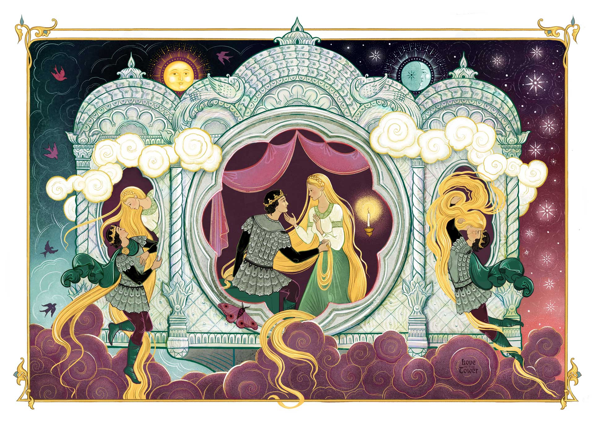 Love in the tower illustration from the Rapunzel book
