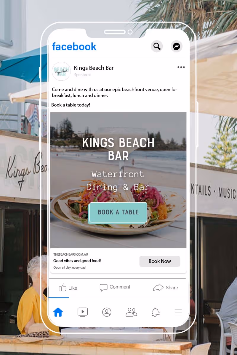 kings beach bar facebook ads on mobile
