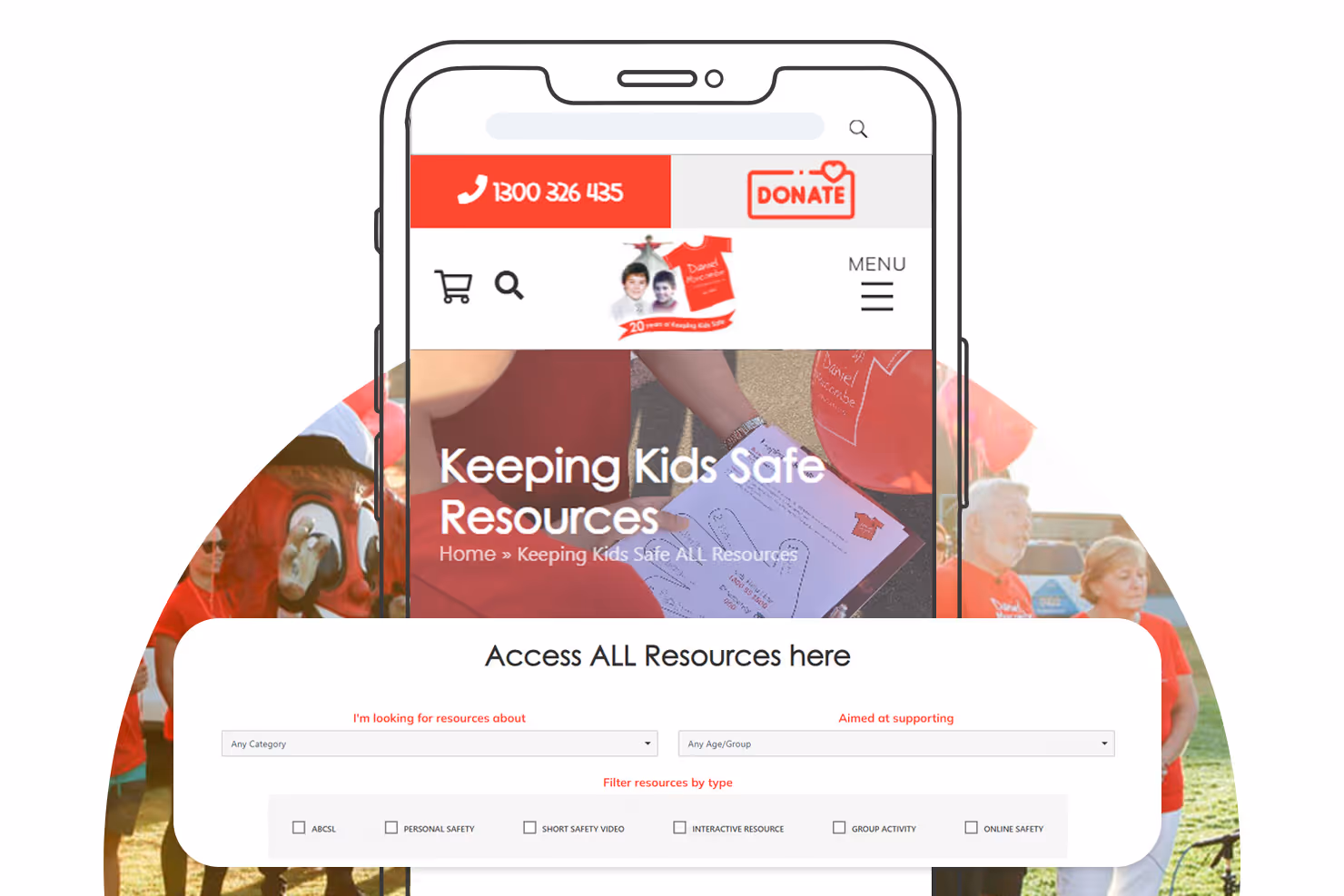 daniel morcombe resources filter on mobile
