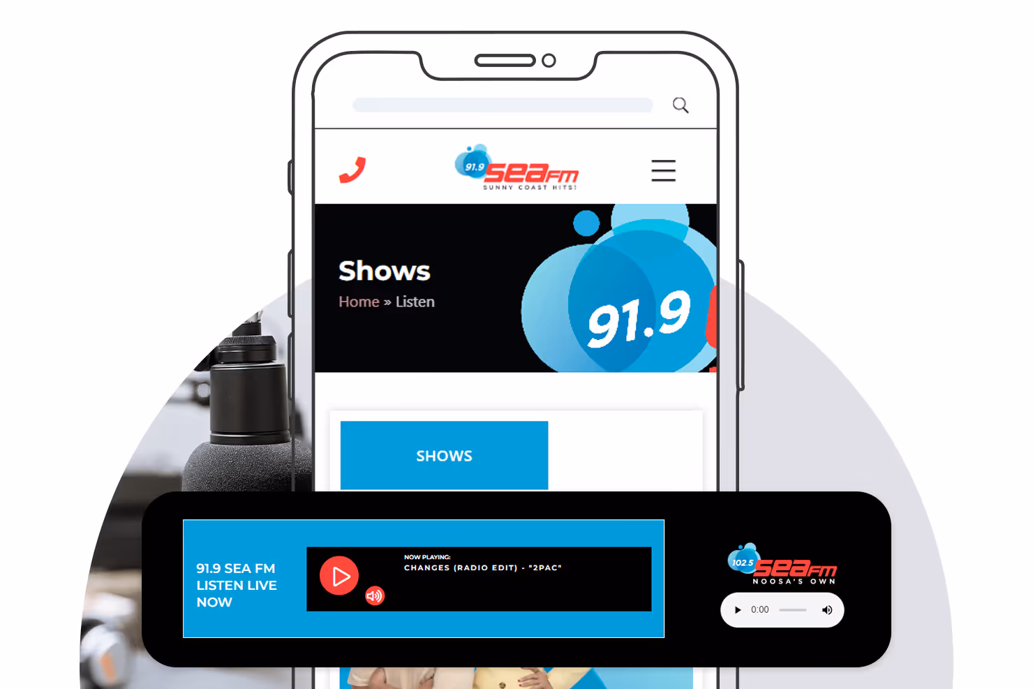 sea fm website with live listen feature