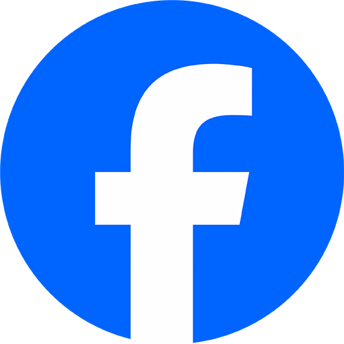 Facebook logo, a white lowercase 'f' on a blue octagonal background.