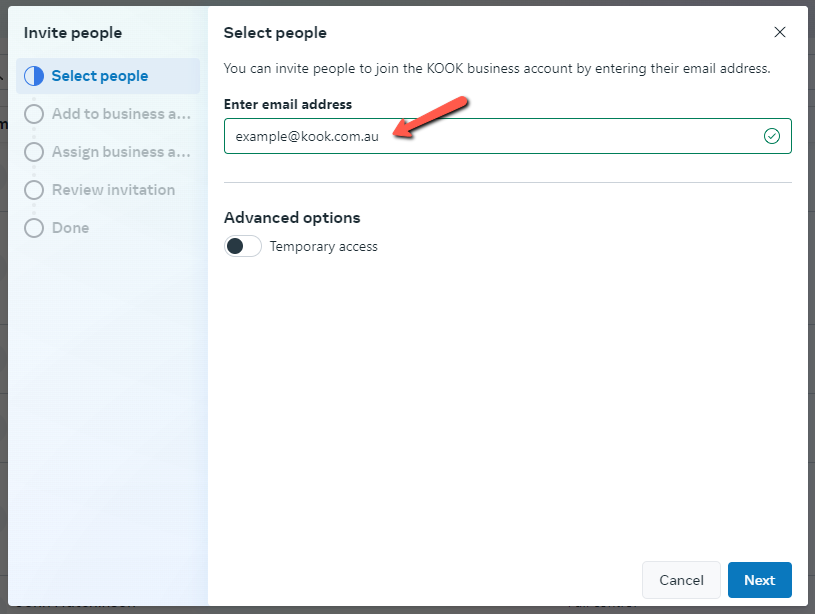 Add user email address
