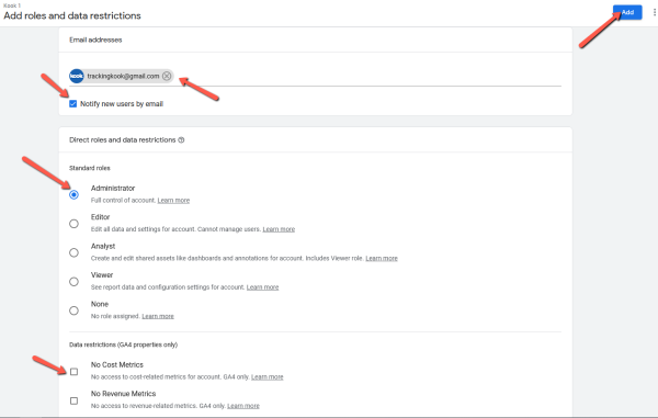 Google Analytics permissions updated 2022