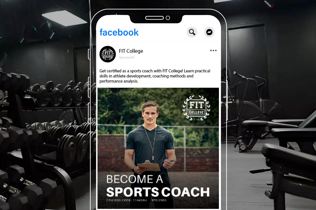 facebook ads promoting becoming a sports coach for FITCollege
