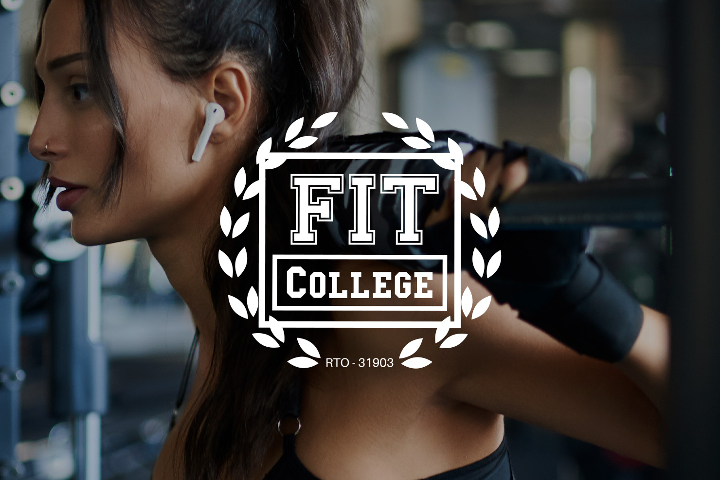 FITCollege logo over image of woman working out