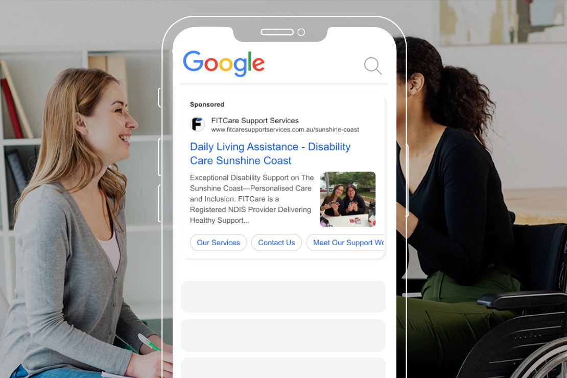 google advertising promoting disability care for FITCare