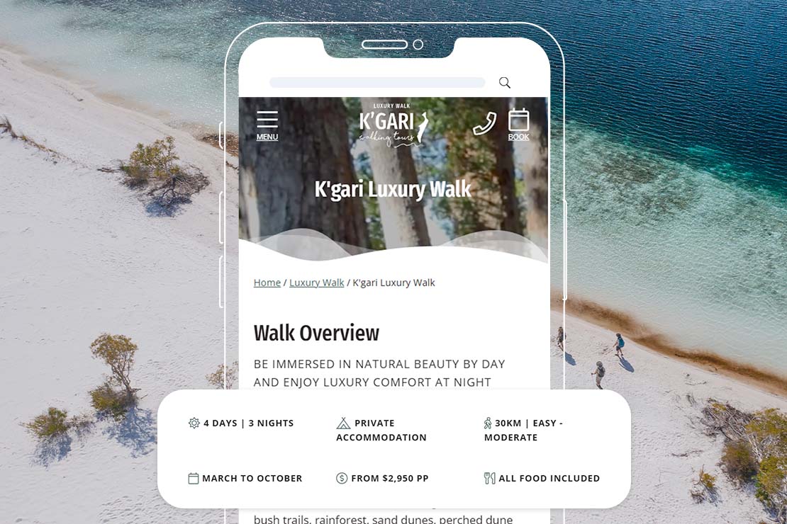 K'gari Walking Tours walk overview on mobile