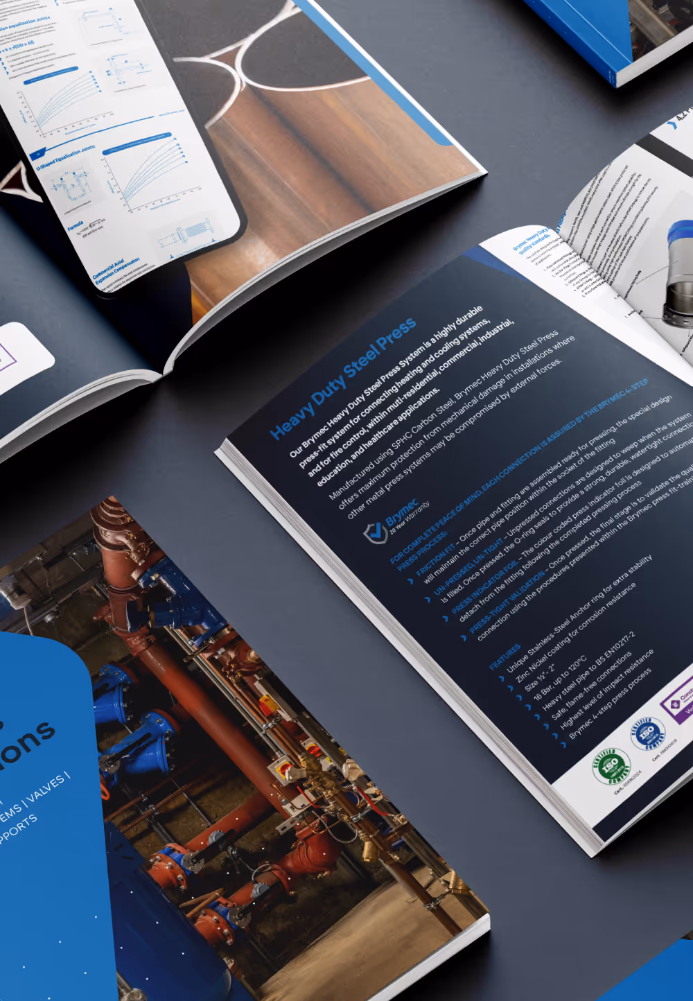 Tri-fold corporate brochure design for industrial manufacturing firm – Jointly print services