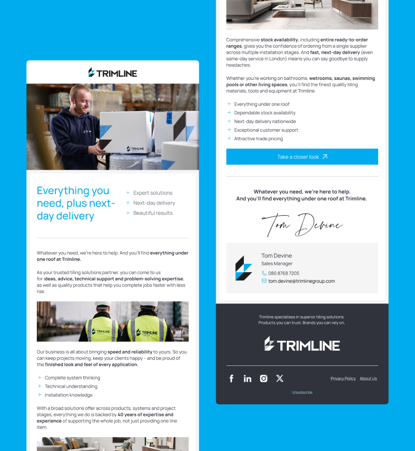 Email campaign designs for Trimline