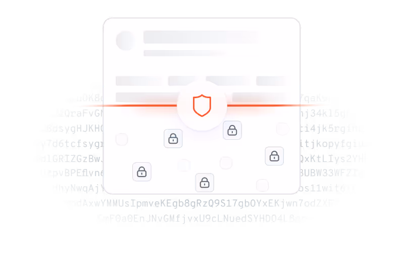 A stylized interface featuring a red shield icon surrounded by lock symbols, suggesting encrypted or restricted access to information