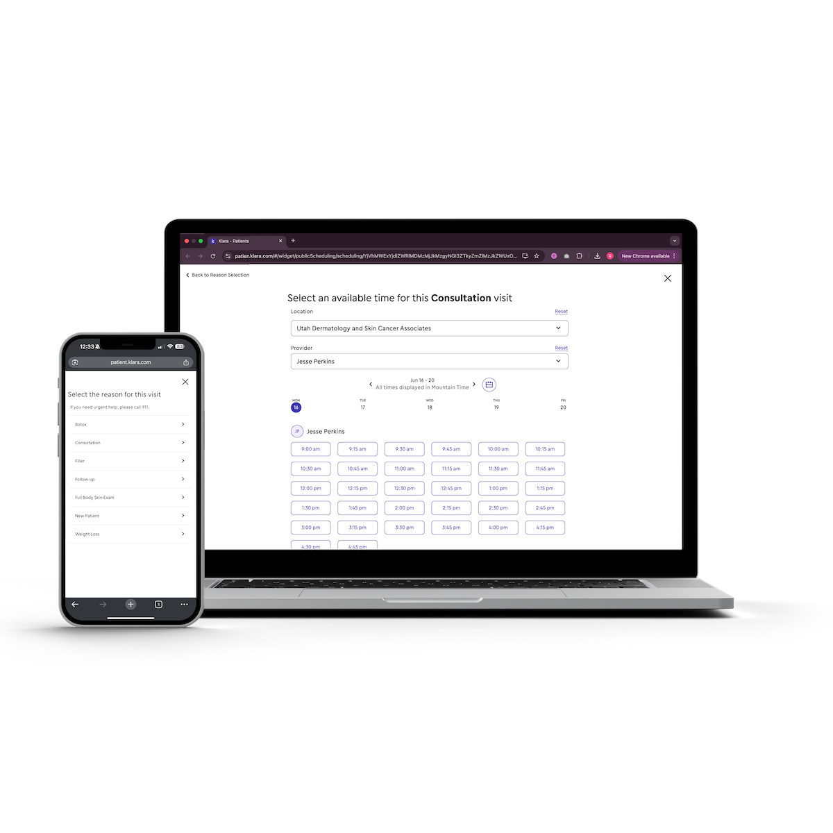 Iphone and Mac mockup of Klara software